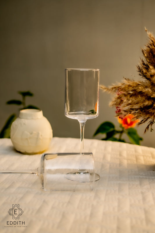 The Silhouette Square-Base Wine Glass-Set of 6 (260 ML)