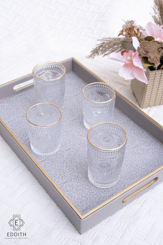 Noir Crest Whiskey Glasses – Set of 6 (340 ml)