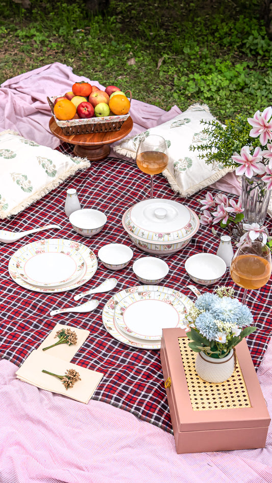 Blush Gilded Rose Dinner Set | 39 Pieces