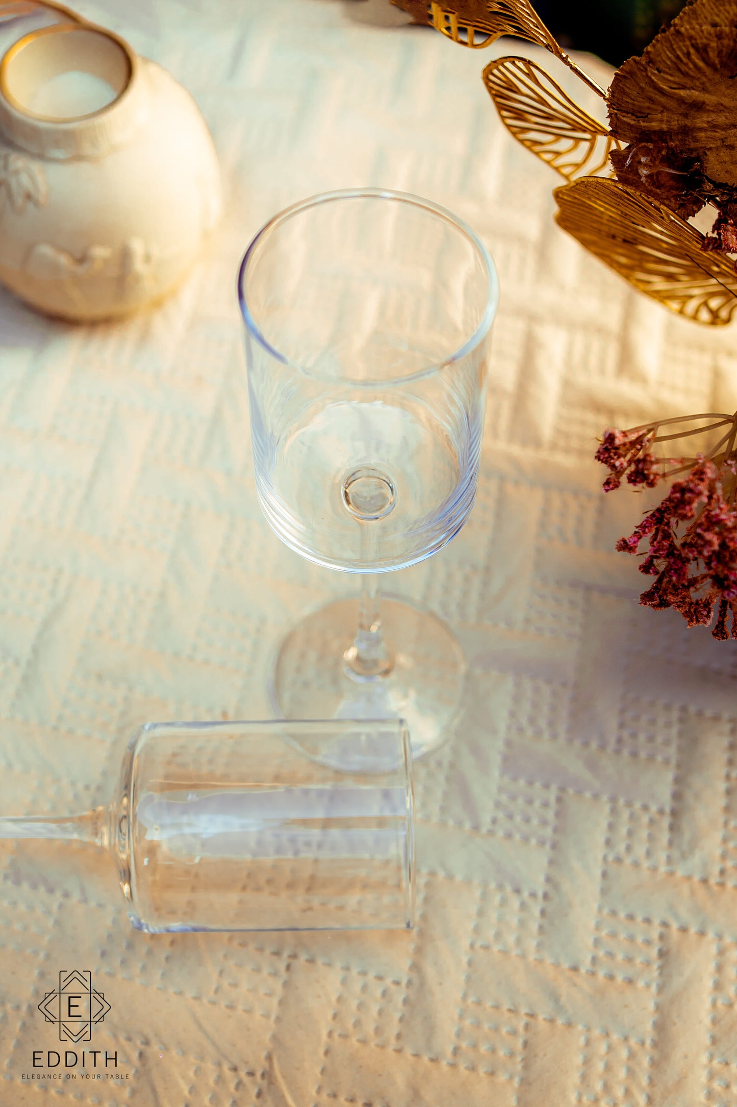 The Silhouette Square-Base Wine Glass-Set of 6 (260 ML)
