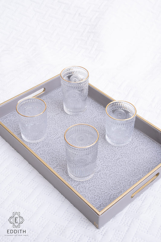 Noir Crest Whiskey Glasses – Set of 6 (340 ml)