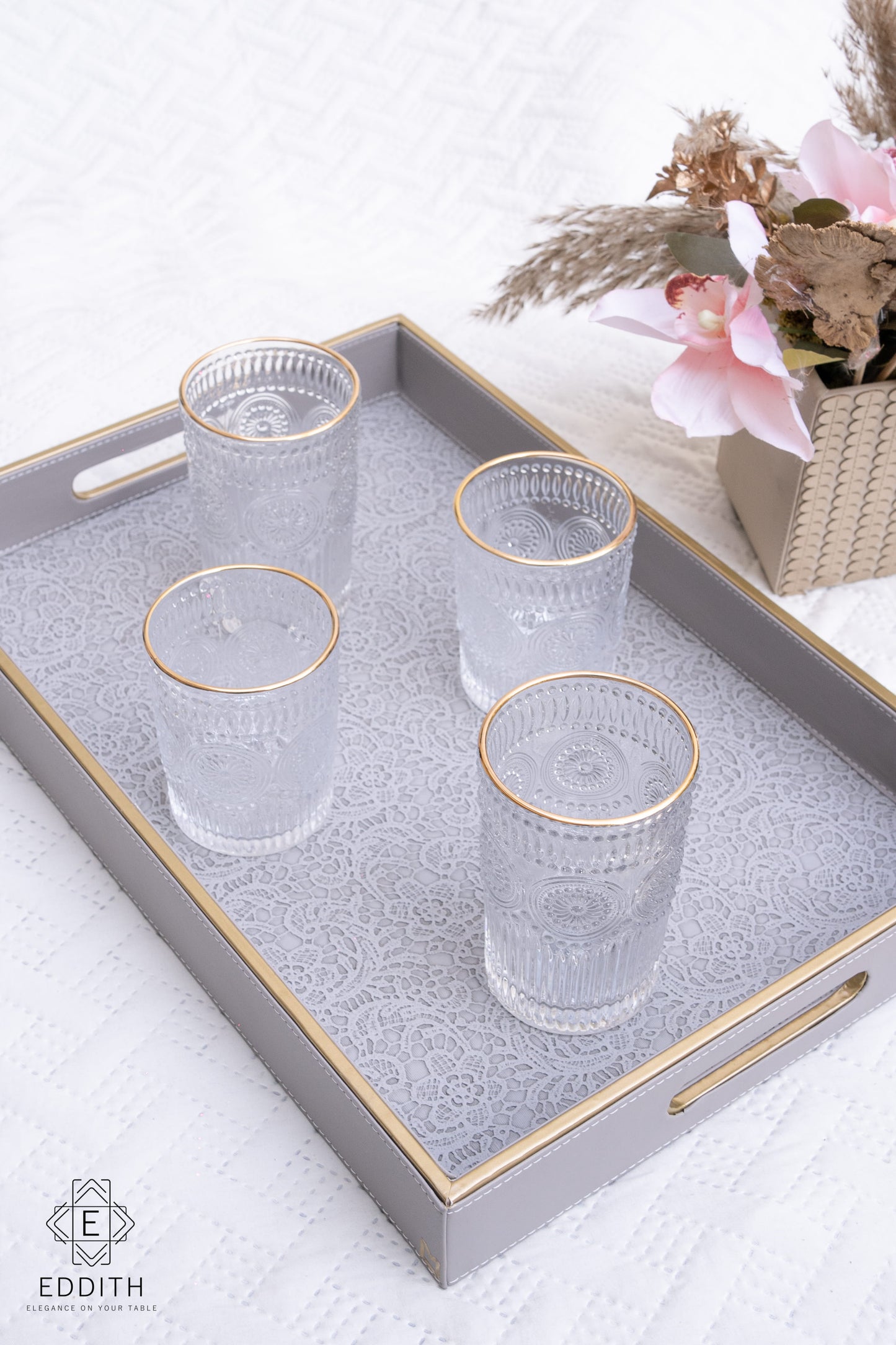 Noir Crest Whiskey Glasses – Set of 6 (340 ml)