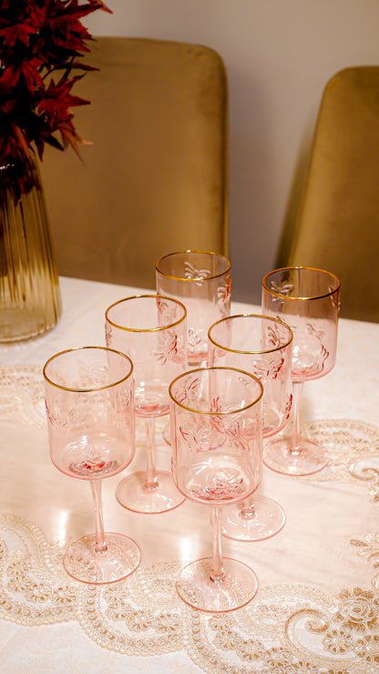 Butterfly Embossed Wine Glass Set (6-Piece)