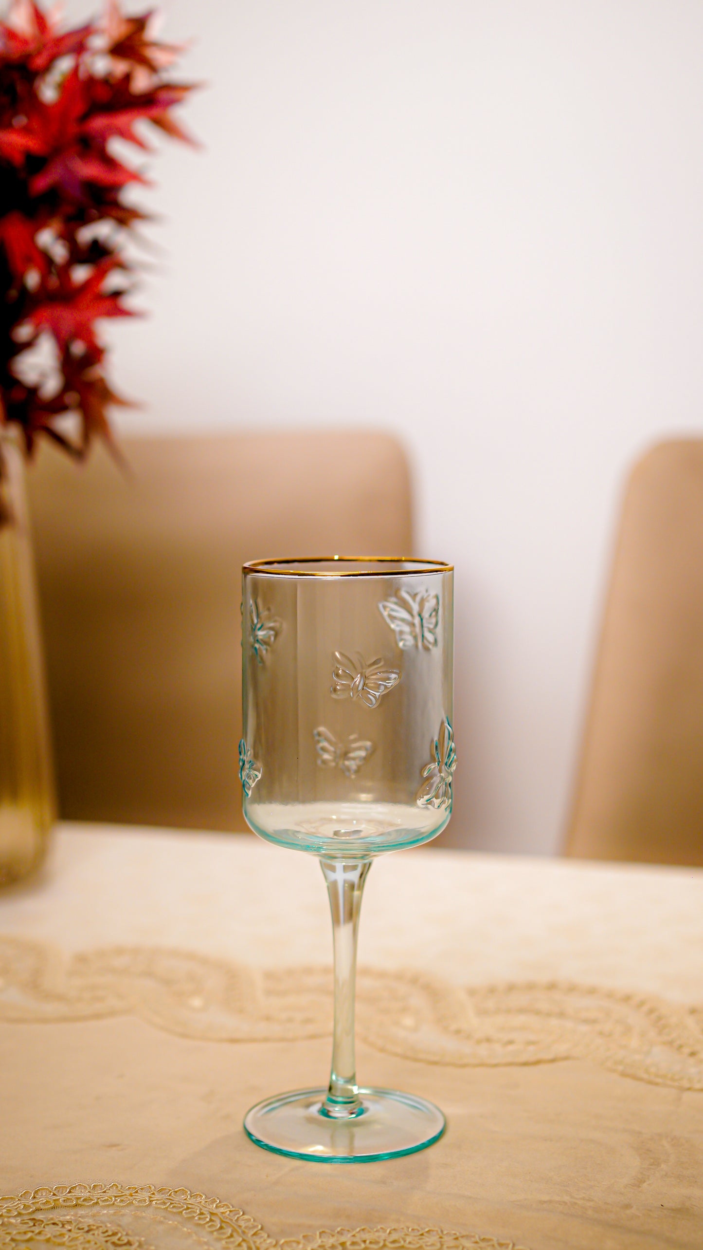 Butterfly Embossed Wine Glass Set (6-Piece)