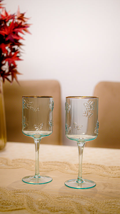 Butterfly Embossed Wine Glass Set (6-Piece)