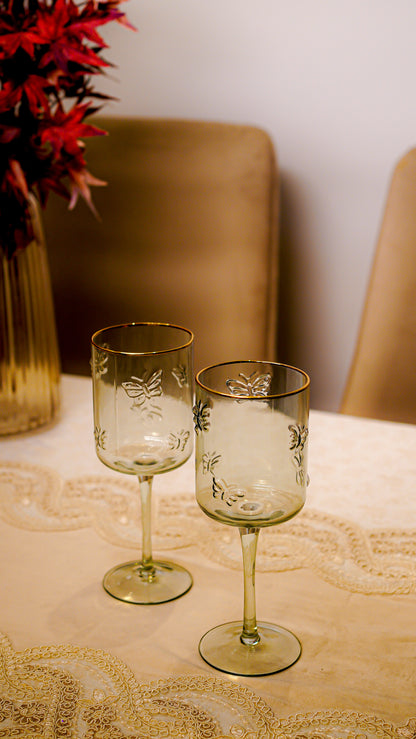Butterfly Embossed Wine Glass Set (6-Piece)