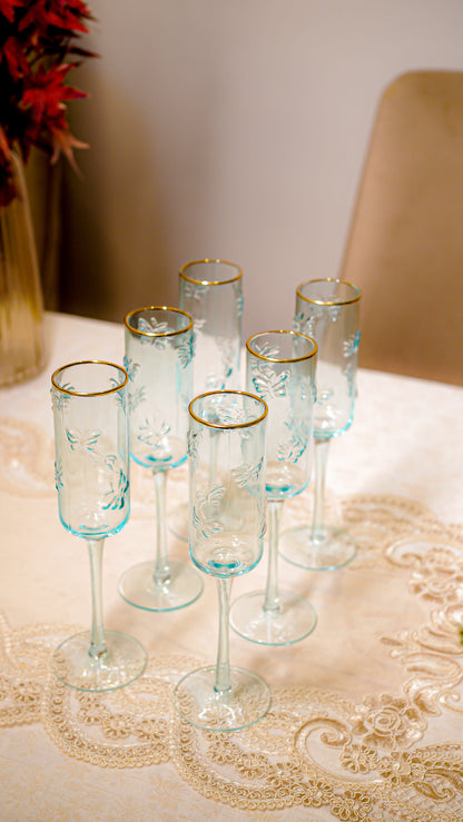 Butterfly Embossed Champagne Flute Set (6-Piece)