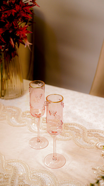 Butterfly Embossed Champagne Flute Set (6-Piece)
