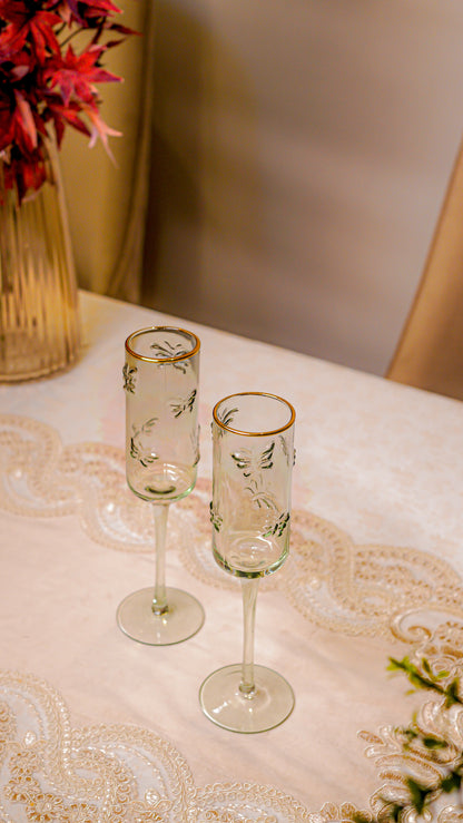 Butterfly Embossed Champagne Flute Set (6-Piece)