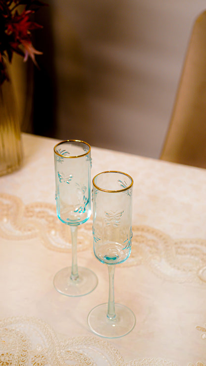 Butterfly Embossed Champagne Flute Set (6-Piece)