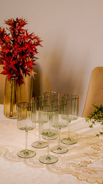 Scalloped Ribbed Wine Glass Set (6-Piece)