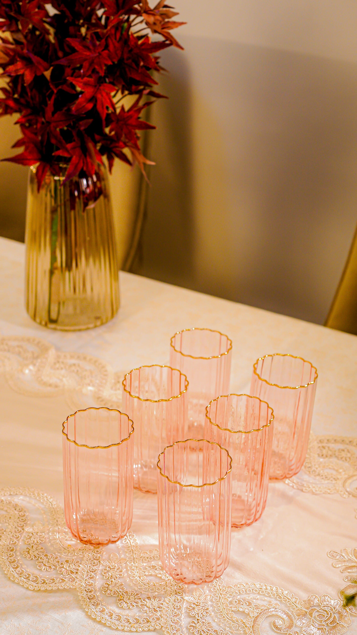 Scalloped Ribbed Water Tumbler Set (6-Piece)