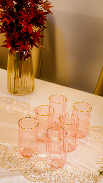 Scalloped Ribbed Water Tumbler Set (6-Piece)