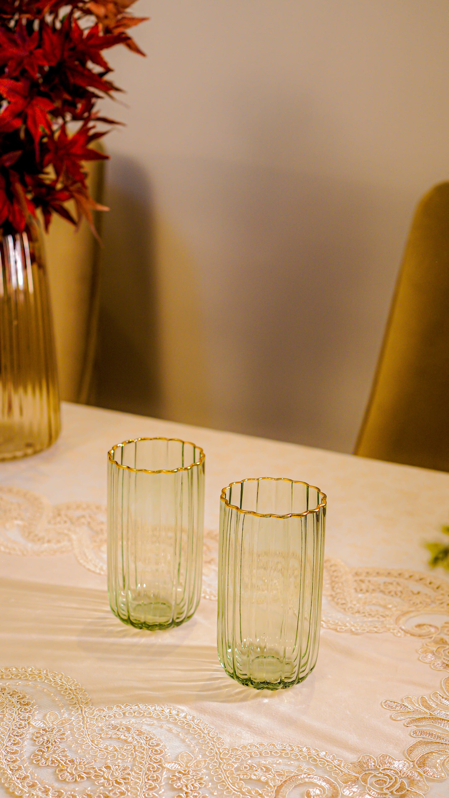 Scalloped Ribbed Water Tumbler Set (6-Piece)