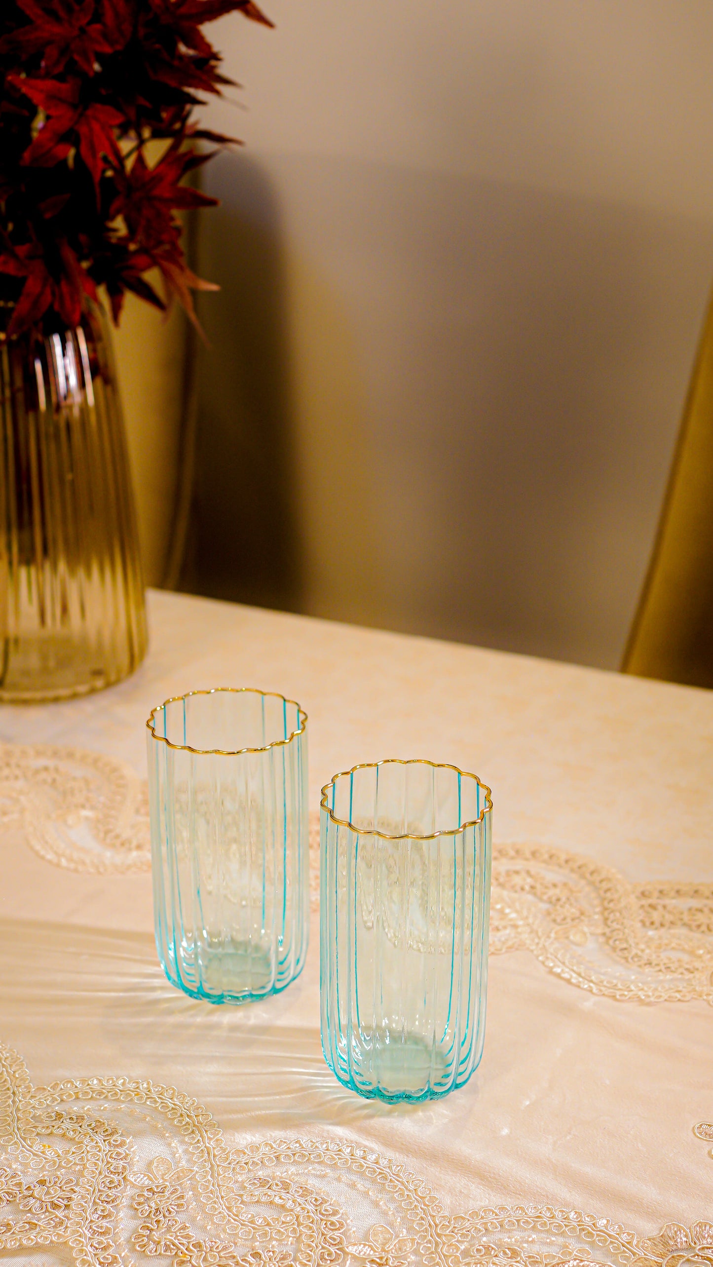 Scalloped Ribbed Water Tumbler Set (6-Piece)