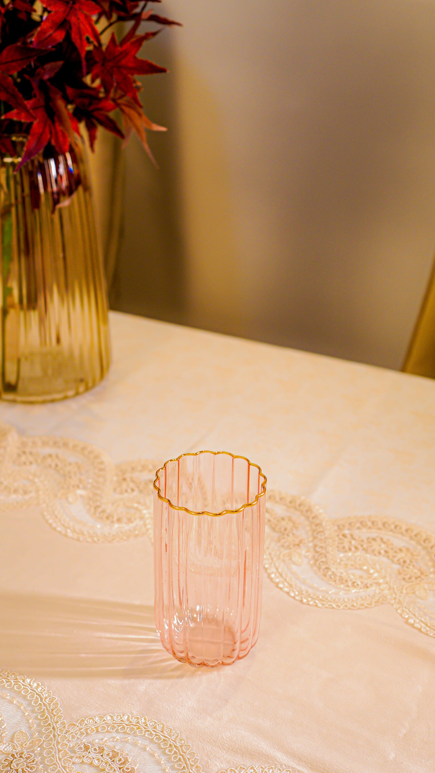 Scalloped Ribbed Water Tumbler Set (6-Piece)