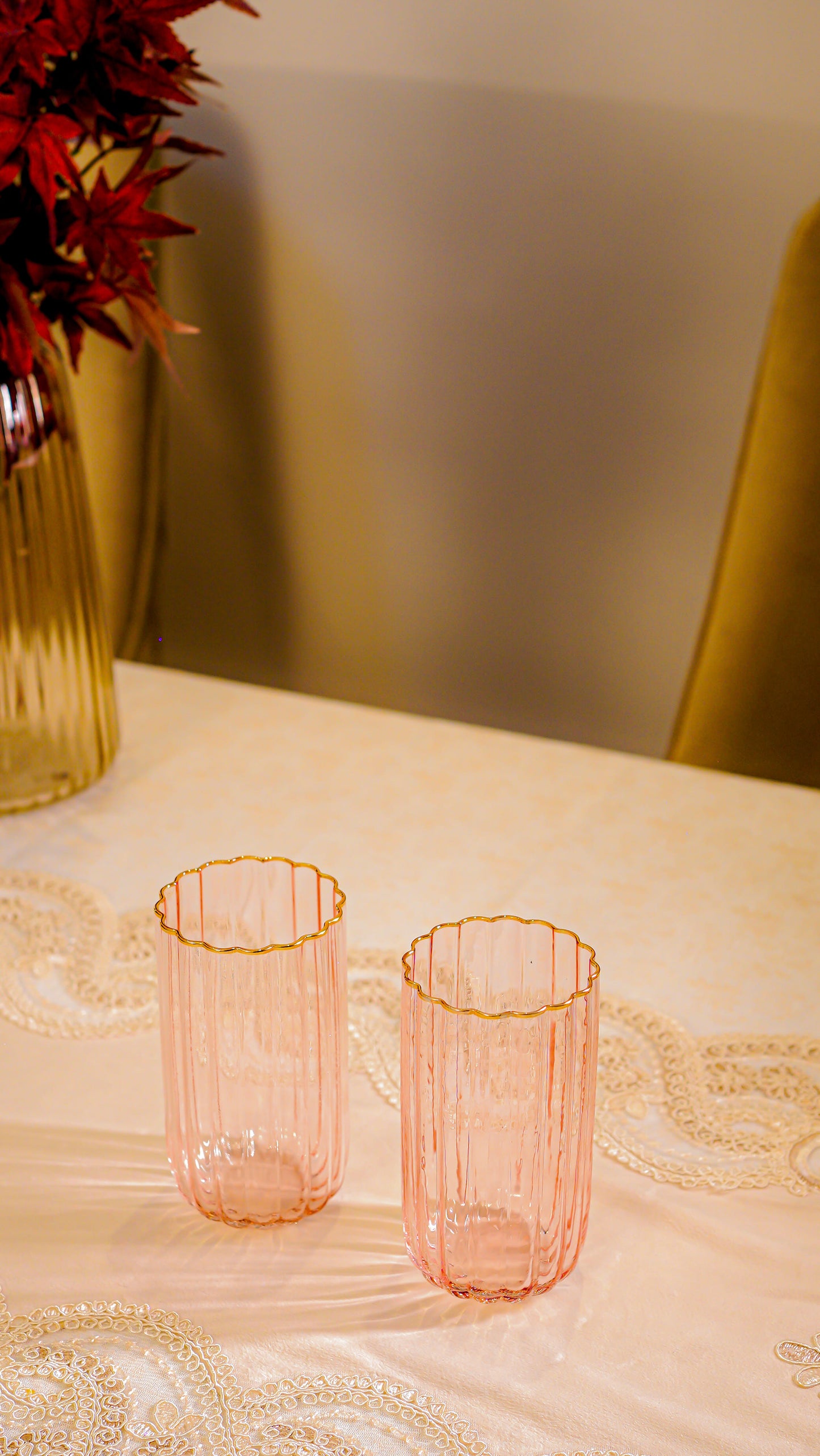 Scalloped Ribbed Water Tumbler Set (6-Piece)