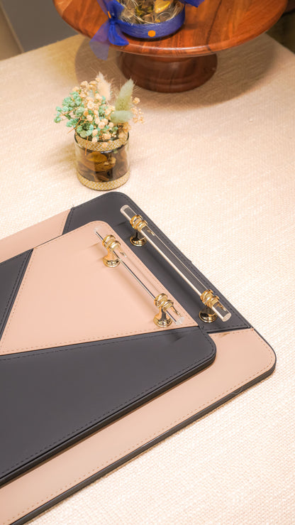 Geometric Vegan Leather Serving Tray Set (2-Piece)
