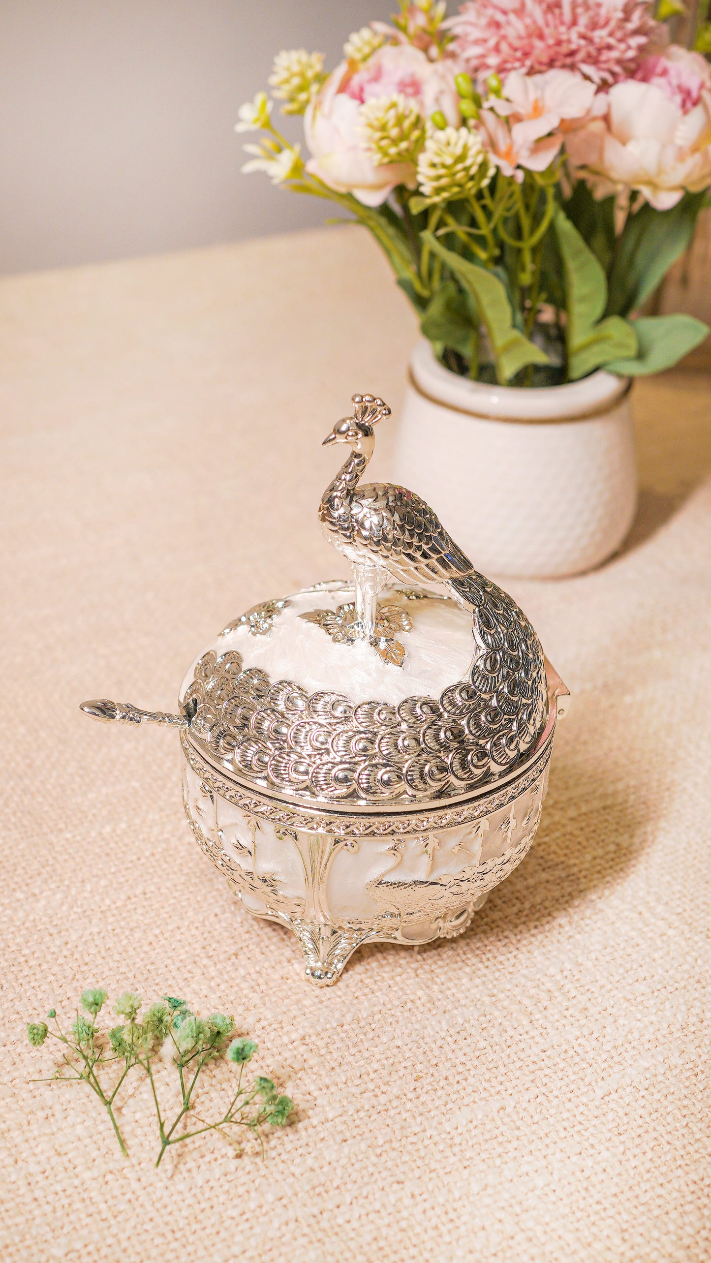 Royal Peacock German Silver Serving Jar (1-Piece)