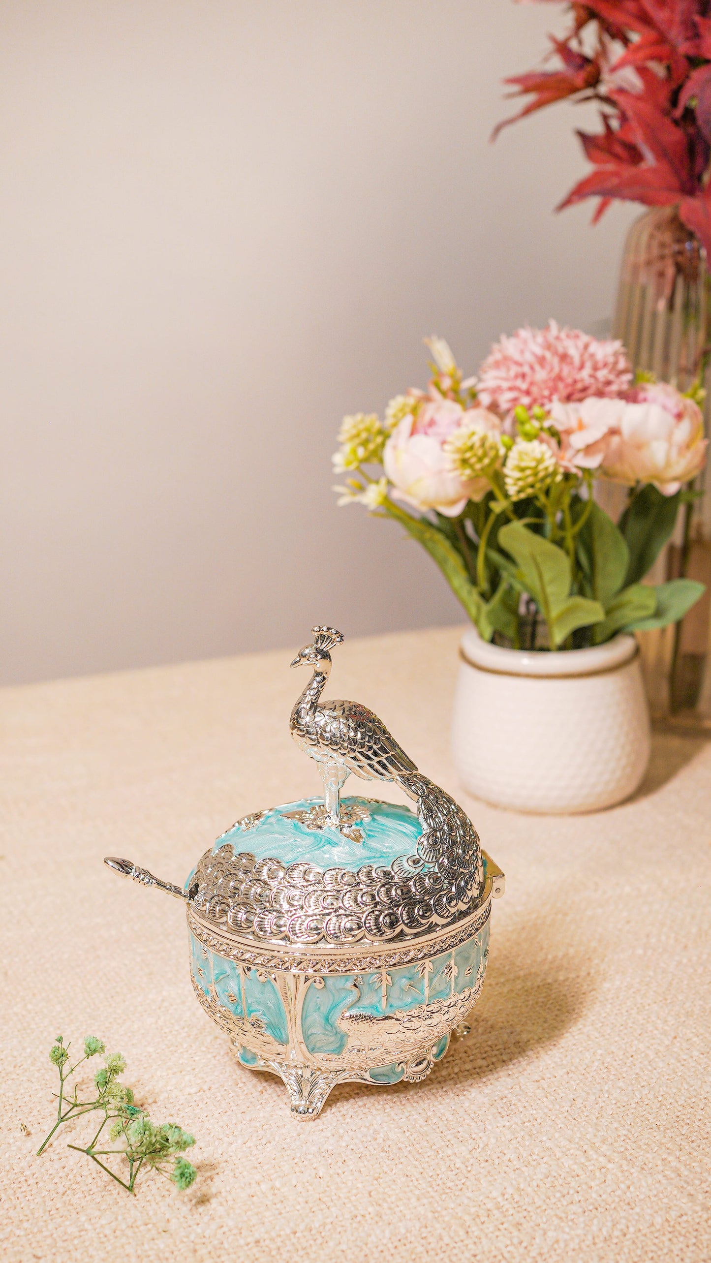 Royal Peacock German Silver Serving Jar (1-Piece)
