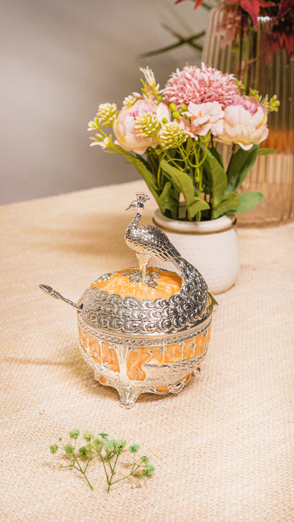Royal Peacock German Silver Serving Jar (1-Piece)