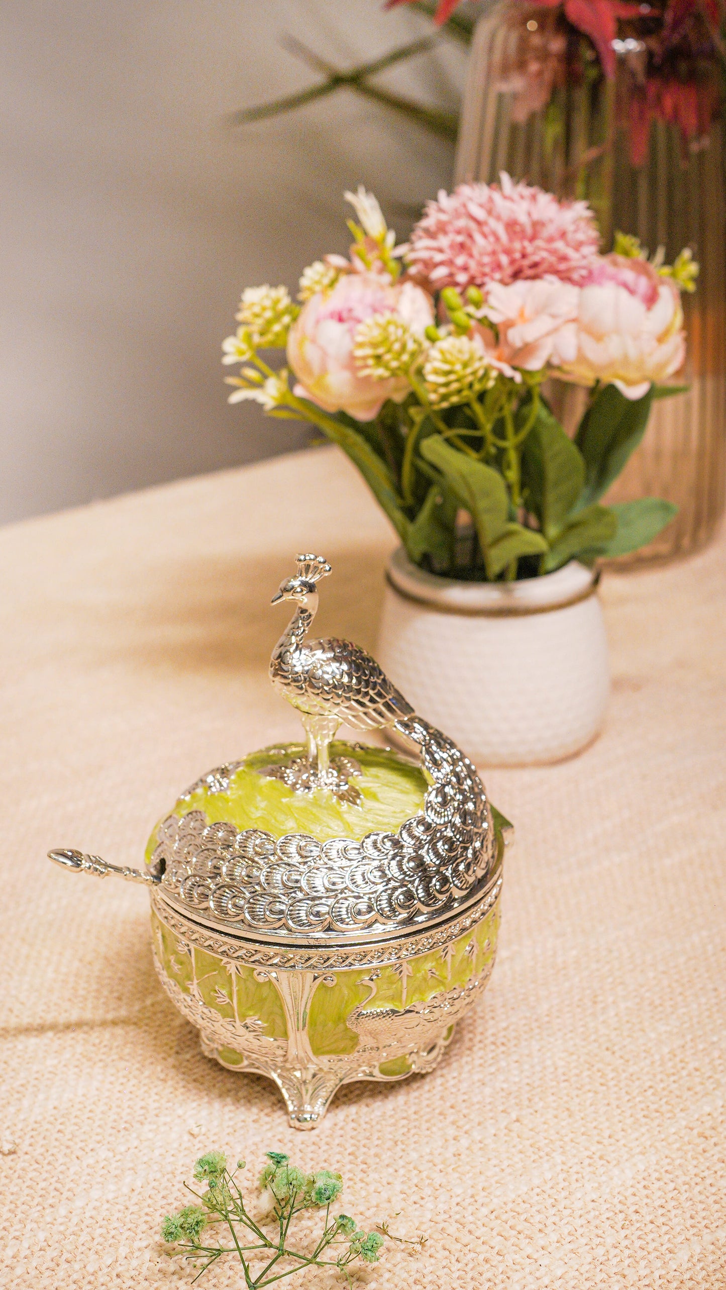 Royal Peacock German Silver Serving Jar (1-Piece)