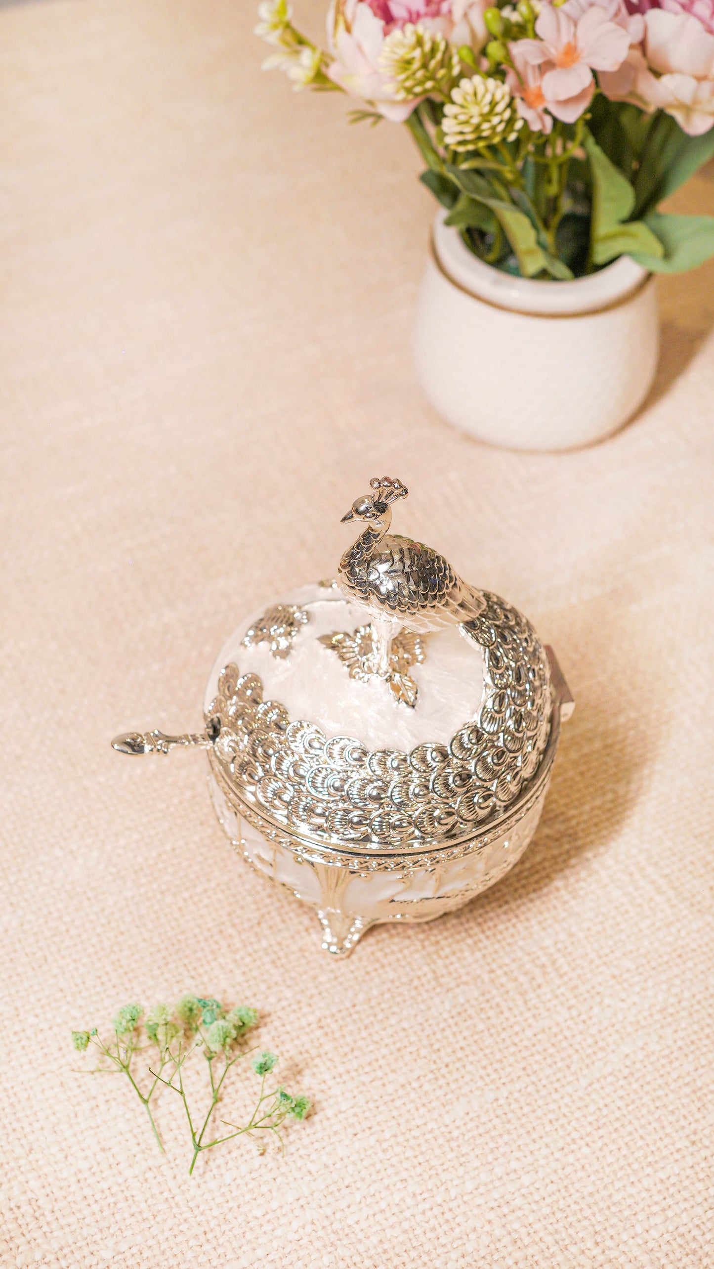 Royal Peacock German Silver Serving Jar (1-Piece)