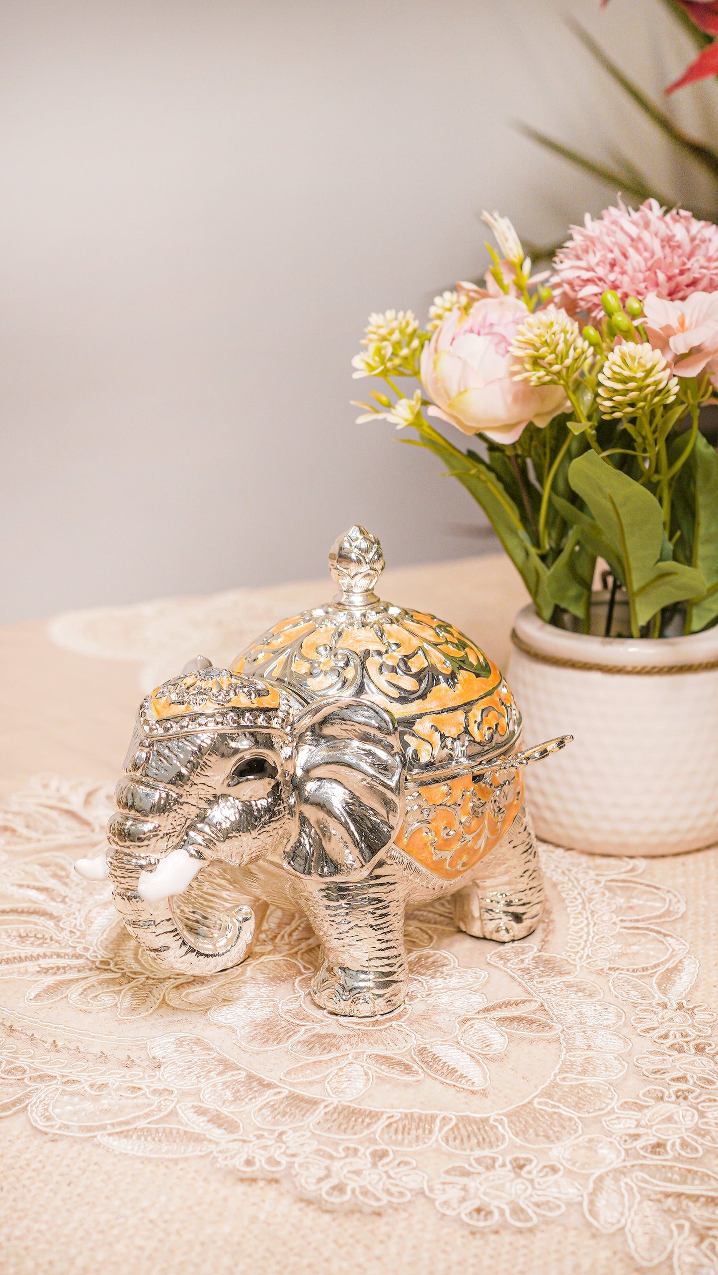 Royal Elephant German Silver Serving Jar (1-Piece)