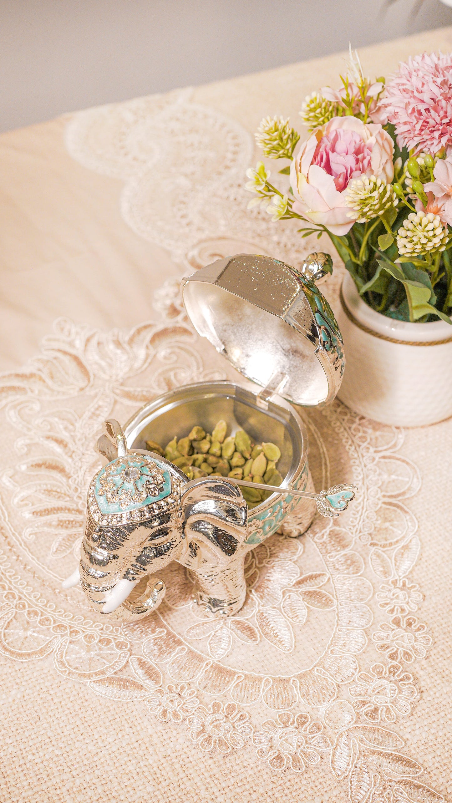 Royal Elephant German Silver Serving Jar (1-Piece)