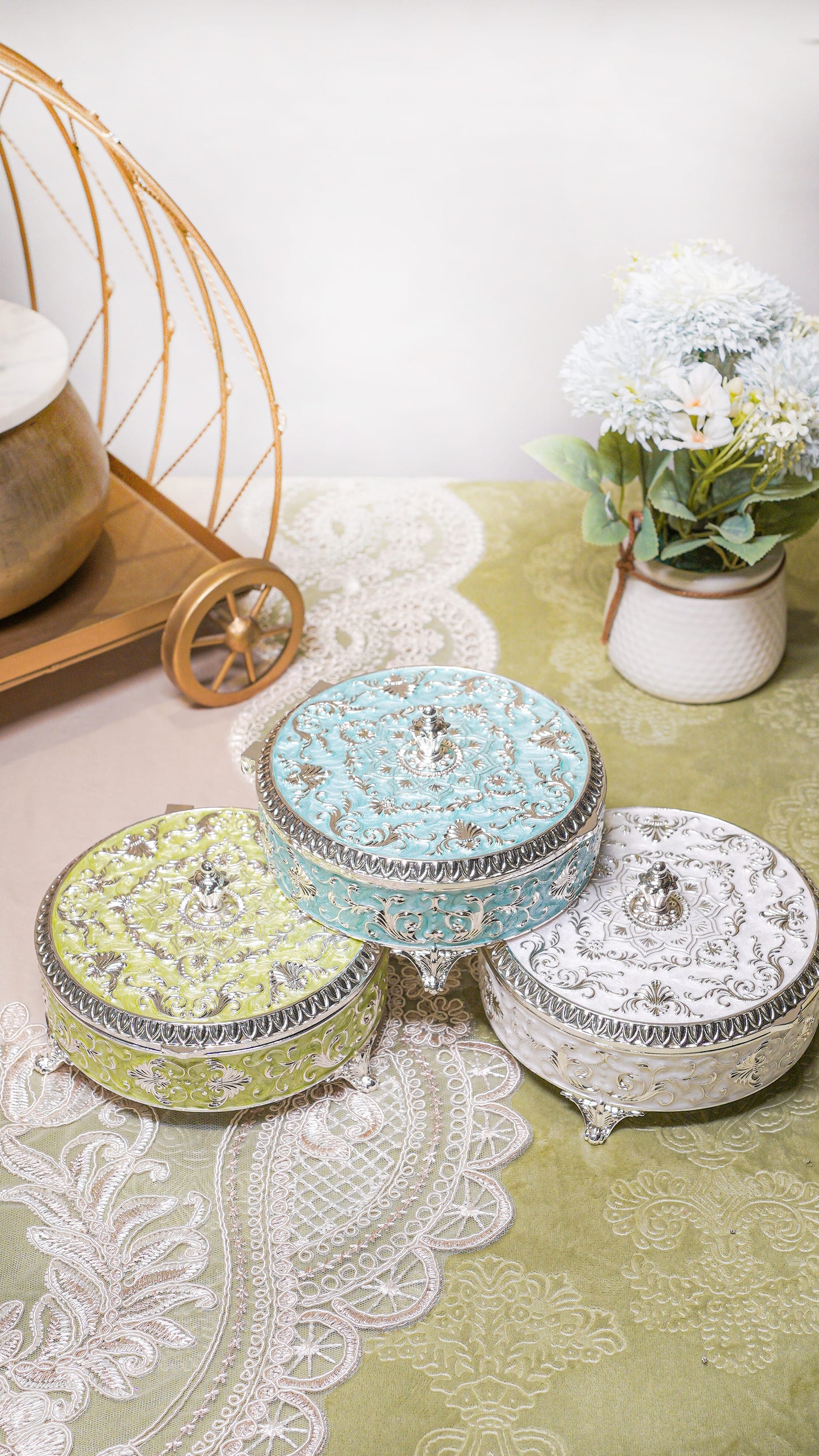 Royal Oval German Silver 2-Compartment Jar