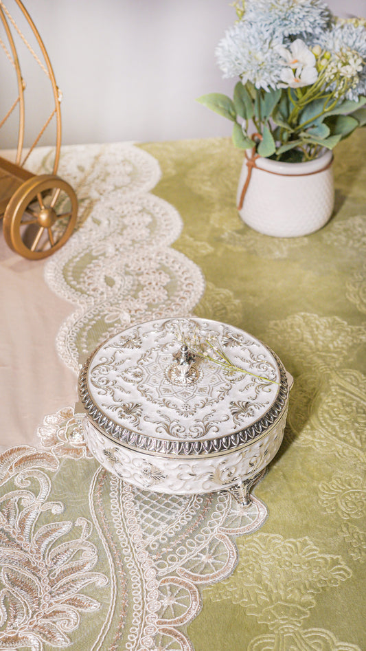 Royal Oval German Silver 2-Compartment Jar