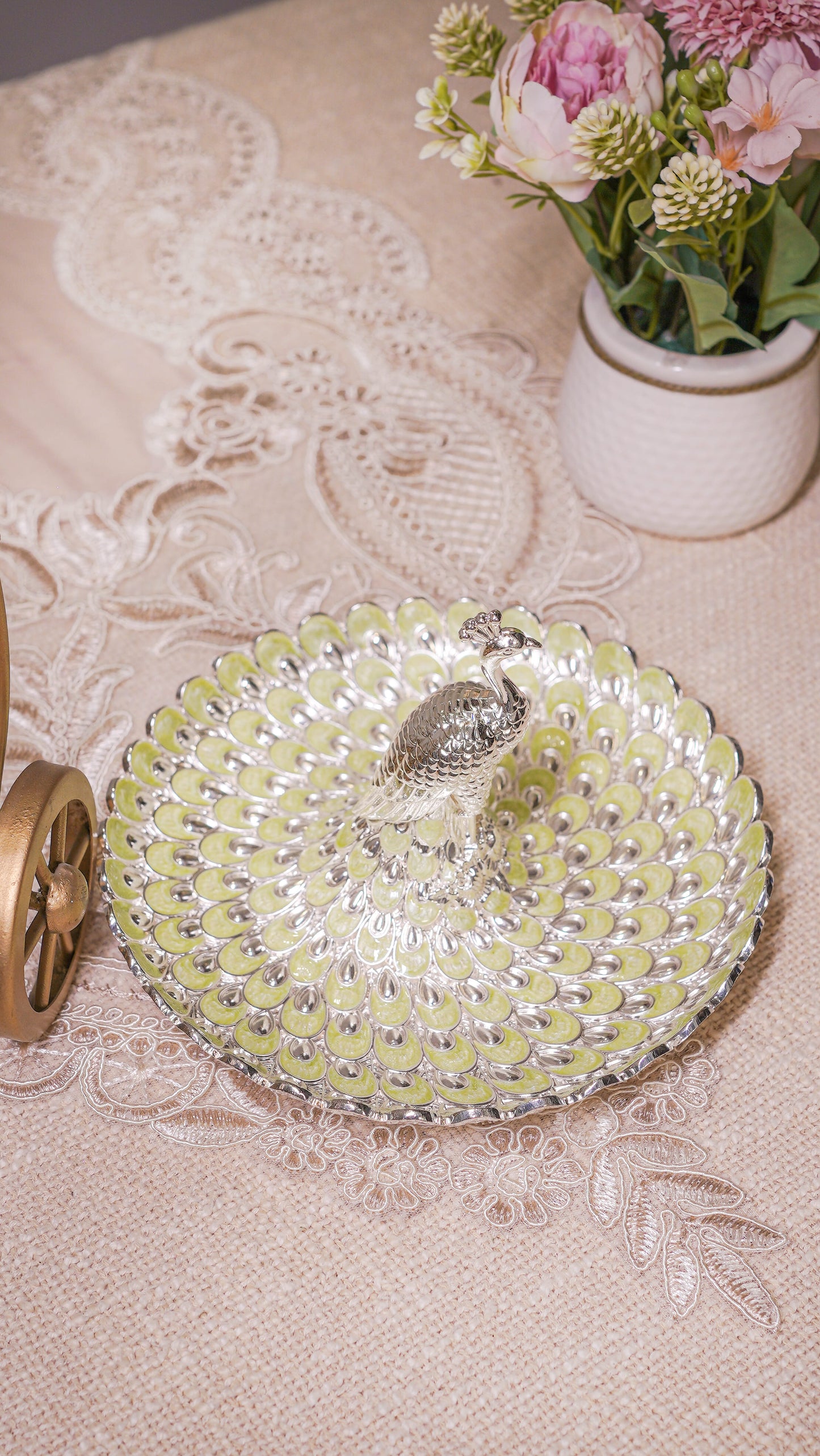 Royal Peacock German Silver Serving Platter