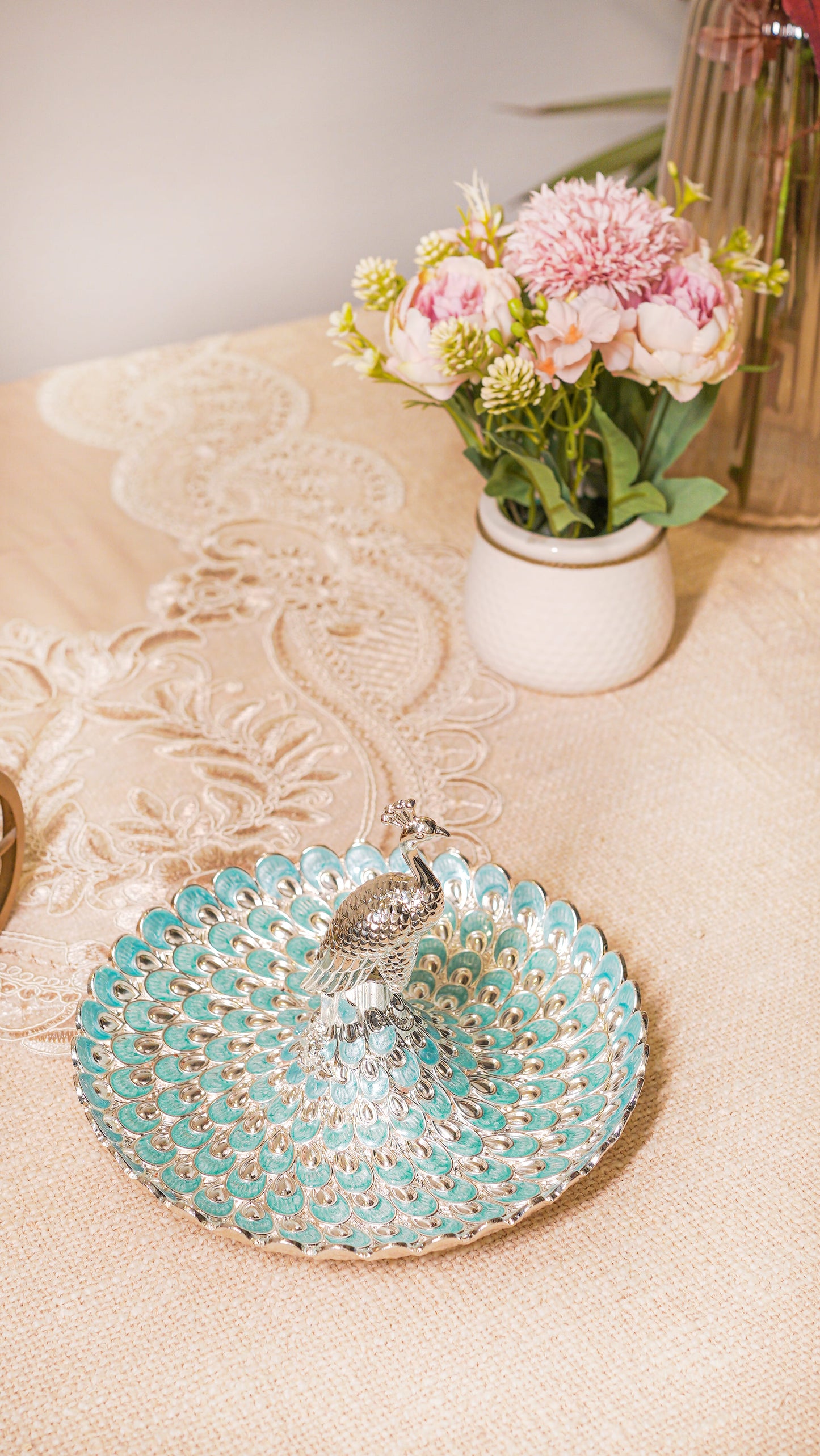 Royal Peacock German Silver Serving Platter