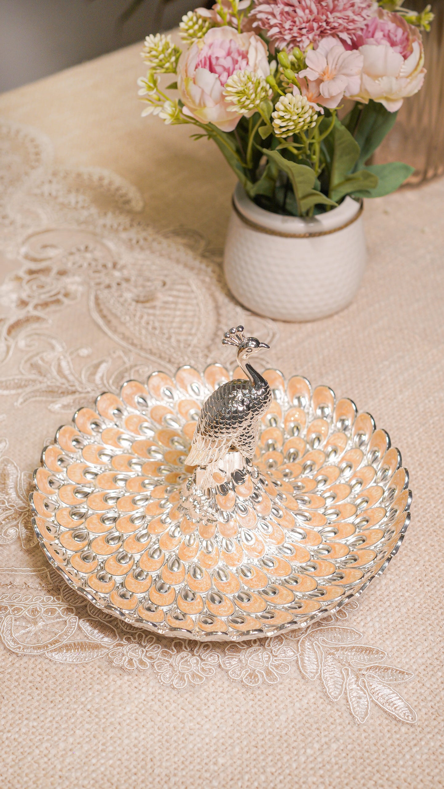Royal Peacock German Silver Serving Platter