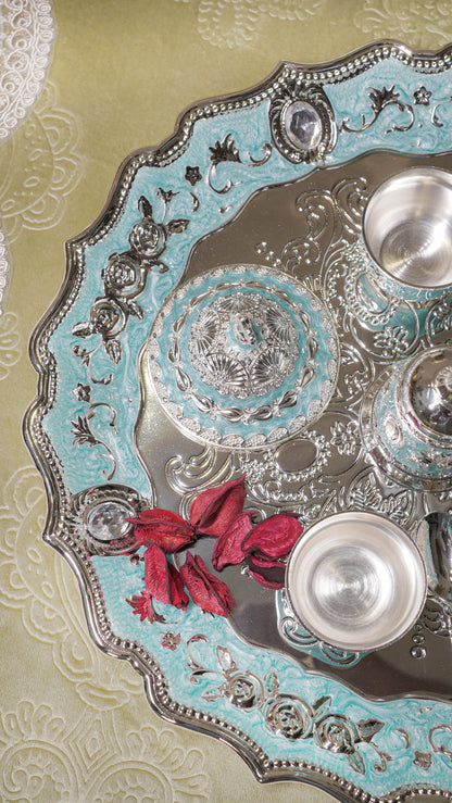 Royal German Silver Pooja Thali Set (7-Piece)