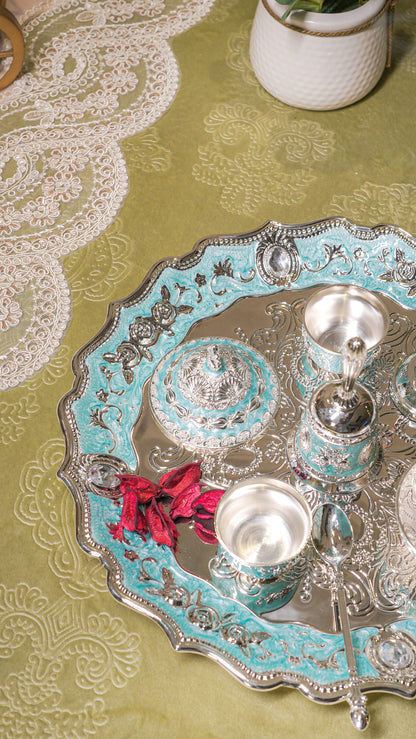 Royal German Silver Pooja Thali Set (7-Piece)