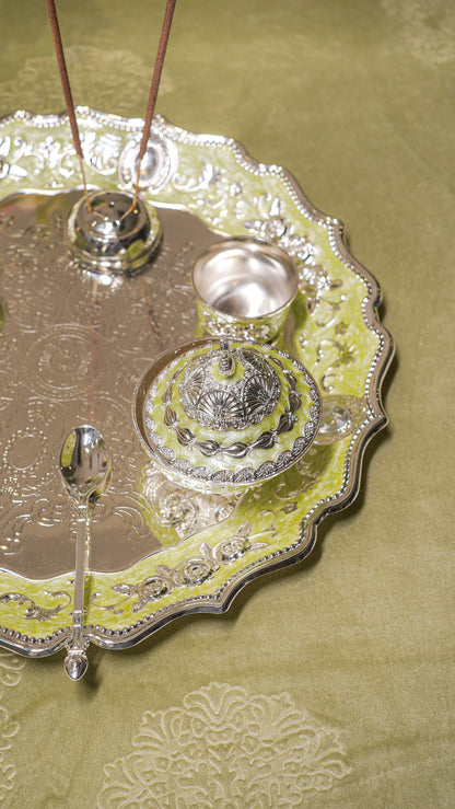 Royal German Silver Pooja Thali Set (7-Piece)