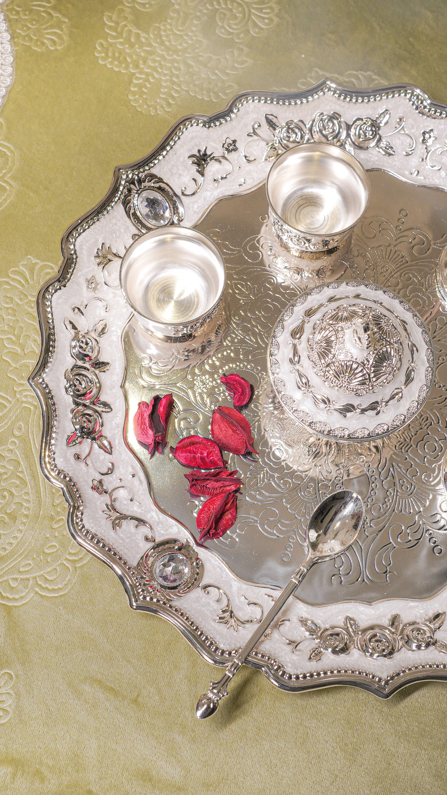 Royal German Silver Pooja Thali Set (7-Piece)