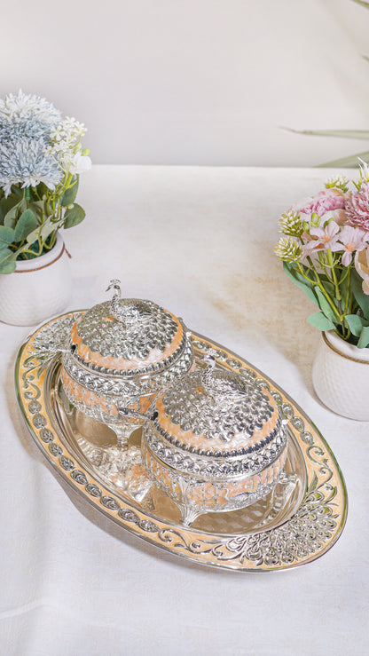 Royal Peacock German Silver Serving Set (3-Piece) – Oval Edition