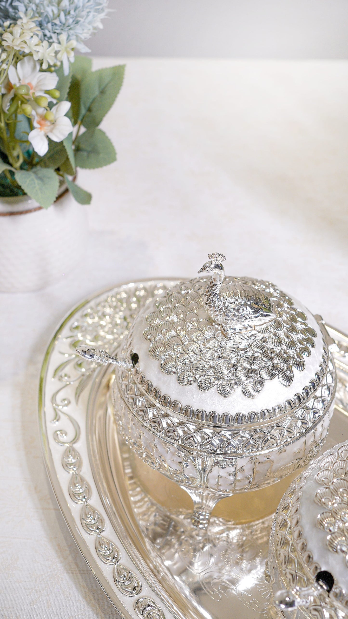 Royal Peacock German Silver Serving Set (3-Piece) – Oval Edition