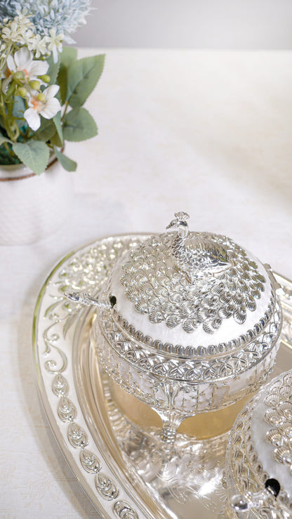 Royal Peacock German Silver Serving Set (3-Piece) – Oval Edition