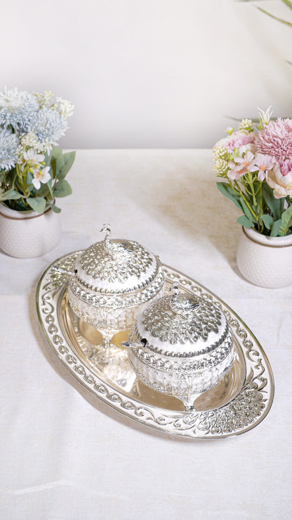 Royal Peacock German Silver Serving Set (3-Piece) – Oval Edition