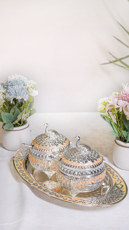 Royal Peacock German Silver Serving Set (3-Piece) – Oval Edition