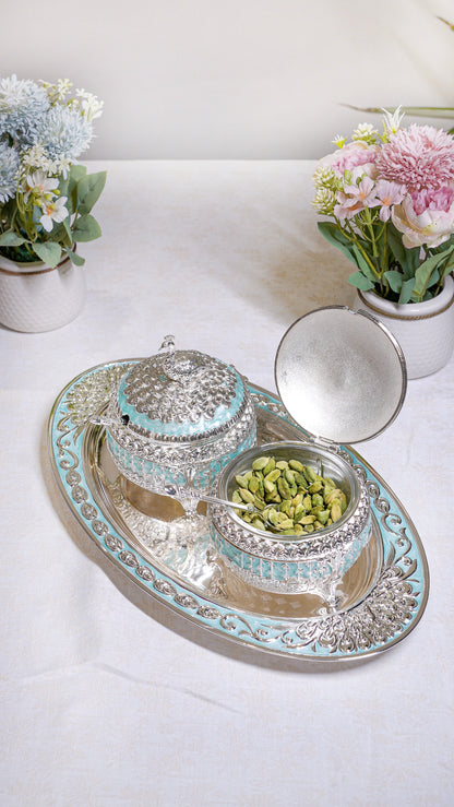 Royal Peacock German Silver Serving Set (3-Piece) – Oval Edition