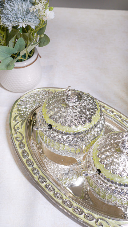 Royal Peacock German Silver Serving Set (3-Piece) – Oval Edition