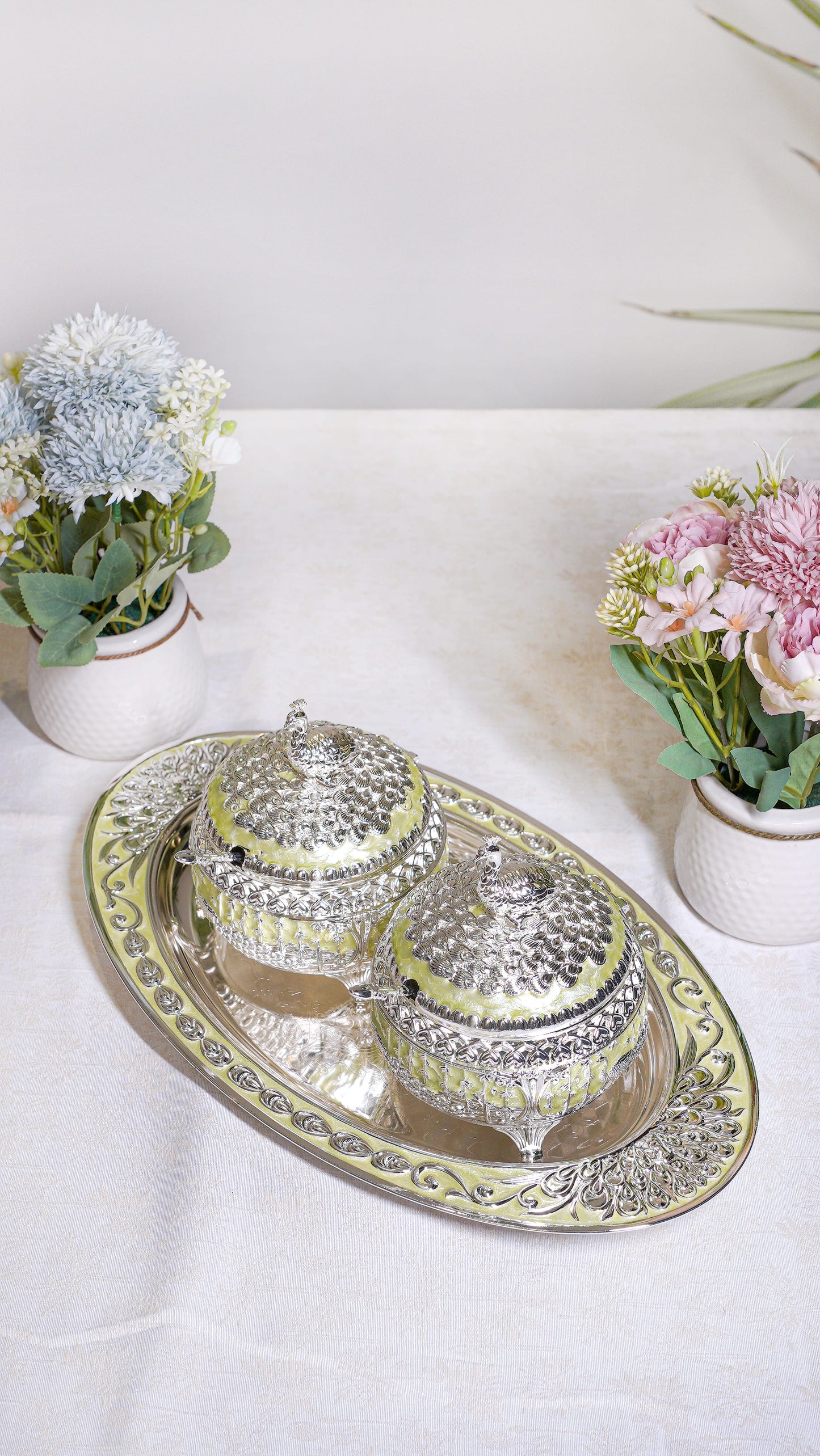Royal Peacock German Silver Serving Set (3-Piece) – Oval Edition