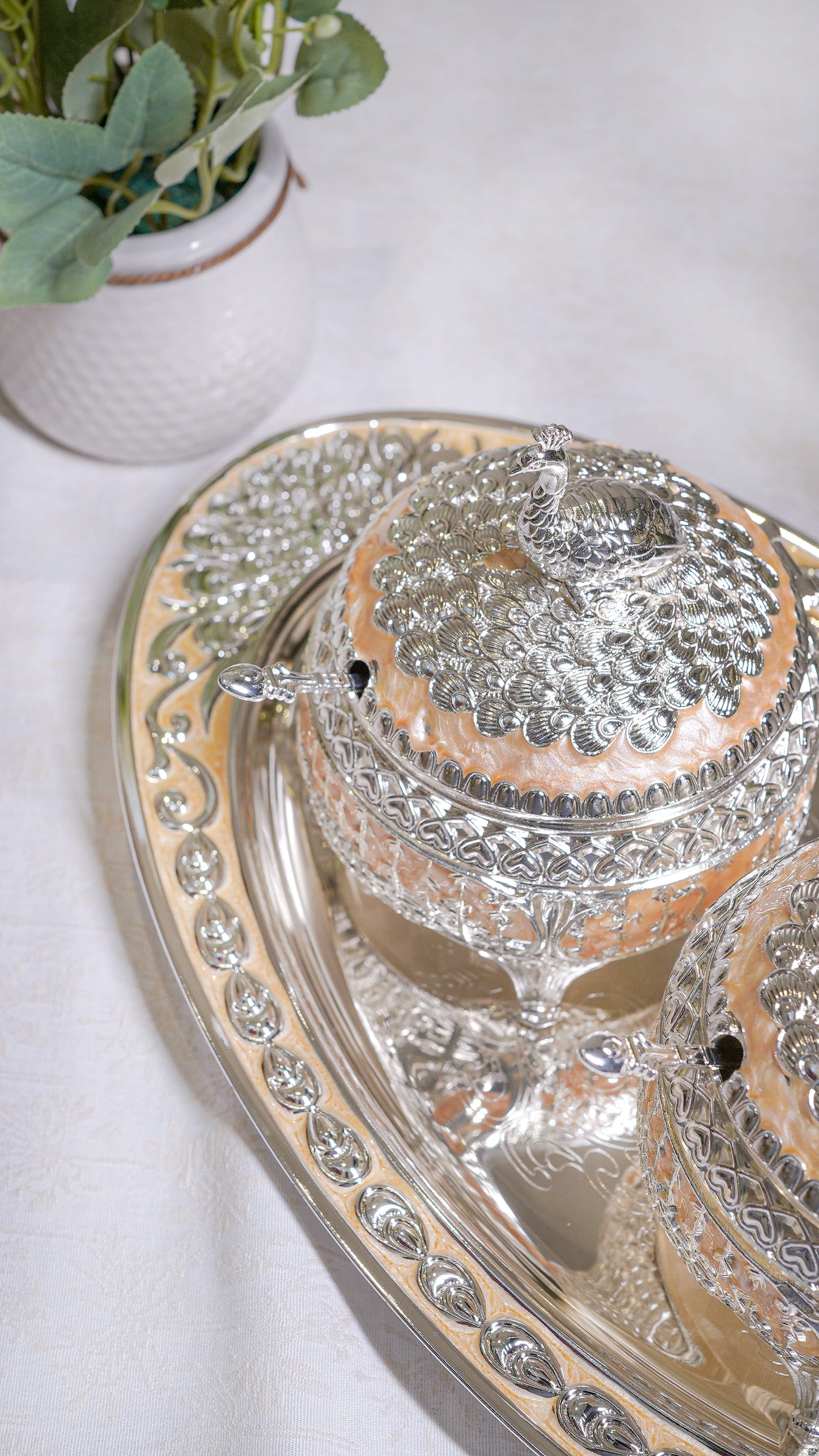 Royal Peacock German Silver Serving Set (3-Piece) – Oval Edition