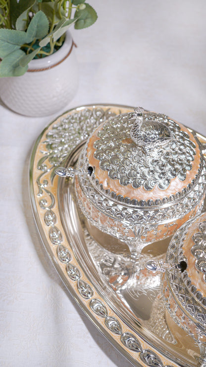 Royal Peacock German Silver Serving Set (3-Piece) – Oval Edition