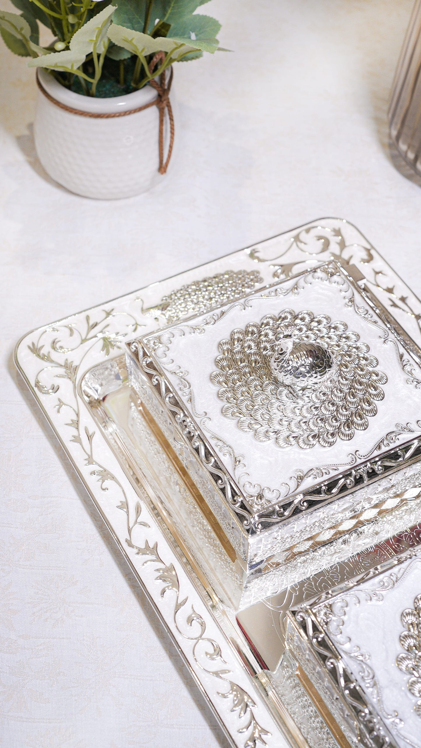 Royal Peacock German Silver Serving Set (3-Piece) – Square Edition