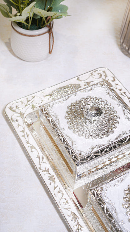 Royal Peacock German Silver Serving Set (3-Piece) – Square Edition